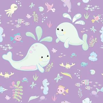 Sea Pattern modern style delicate color. Stock Illustration