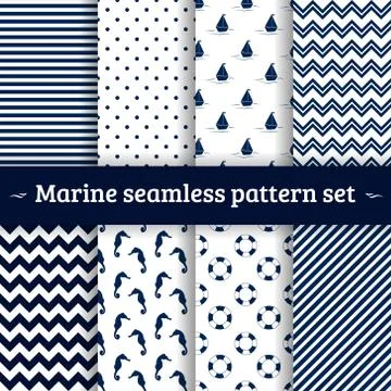 Sea pattern seamless vector set Stock Illustration