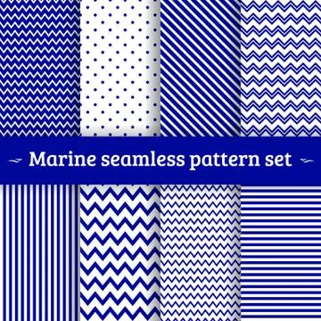 Sea pattern seamless vector set Stock Illustration