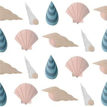 Sea pattern with shells on a white background 스톡 일러스트