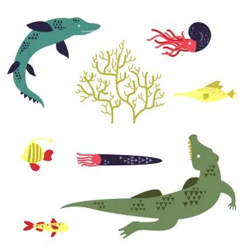 Sea pattern simple illustration on white background Stock Illustration