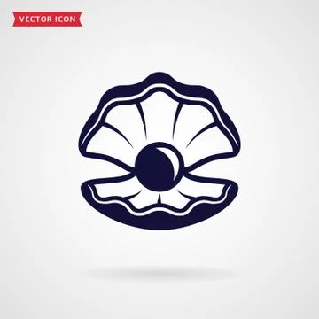 Sea pearl in the shell. Vector icon. 스톡 일러스트