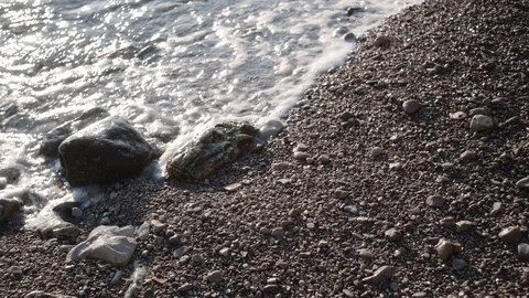 Sea on Pebbles Shore Stock Footage 111365205