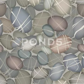 Sea pebbles underwater seamless pattern. Stone background Stock Illustration