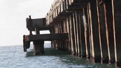 Sea pier on piles. Stock Footage 90493594