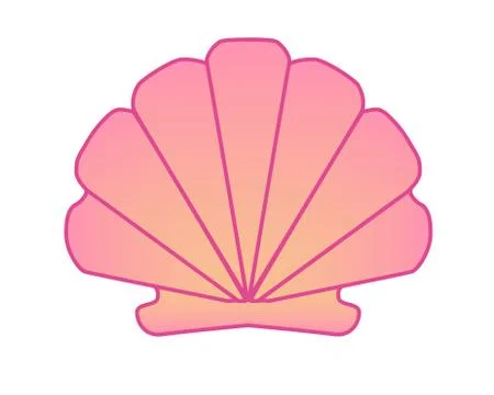 Sea pink shell - scallop - vector full color picture. Scallop shell 스톡 일러스트