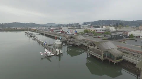 Sea Plane and Dock Flyover Stock Footage 52372517