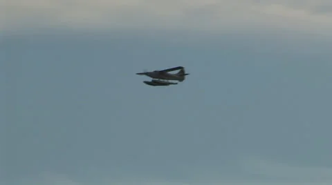 Sea Plane in Flight Stock Footage 33604811