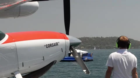 Sea plane getting ready to take off Stock-Footage 59644354