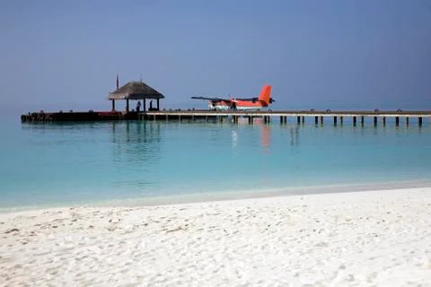 Sea plane at pier Stock Photos