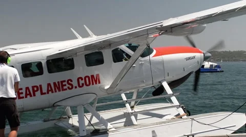 Sea Plane preparing to take off Stock-Footage 59644656