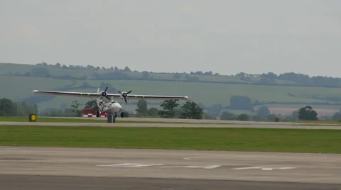 Sea plane taking off from runway Stock Footage 41345450