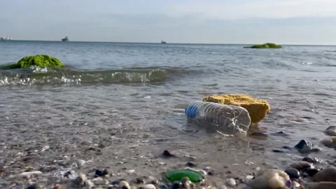 Sea plastic pollution Stock Footage 240380740