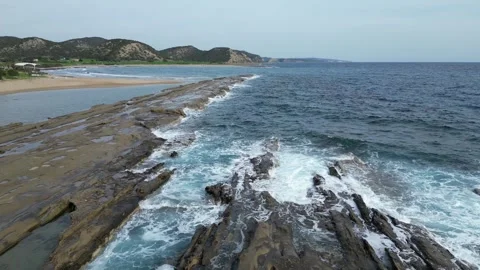 Sea plates on the coast Stock Footage 265689083