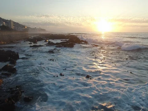 Sea Point Ocean Sunset in Cape Town, South Africa Stock Footage 79772057