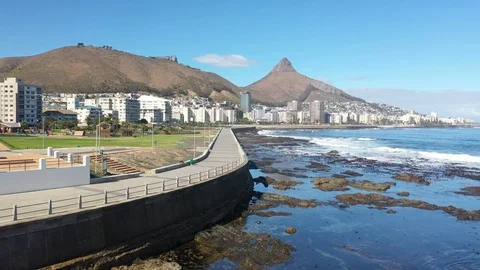 Sea Point Promenade - Lockdown Empty pathway Stock Footage 127890250