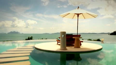Sea pool umbrella.mp4 Stock Footage 21891877