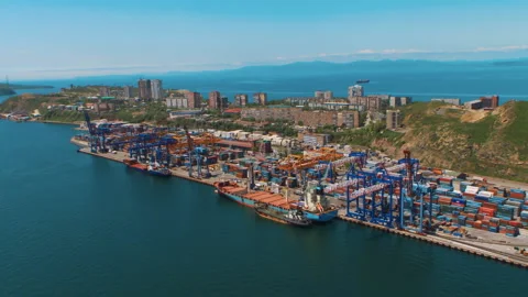 Sea port drone view Stock Footage 91921978