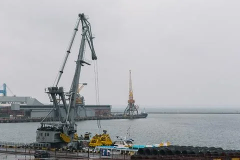 Sea port for loading and unloading ships in Odessa Stock Photos