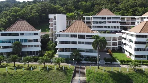 The Sea Ranch, failed paradise beach, Lantau Island, Hong Kong, Aerial Footage Stock Footage 230156901