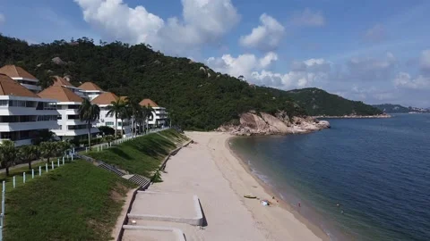 The Sea Ranch, failed paradise beach, Lantau Island, Hong Kong, Aerial Footage 스톡 동영상 230156906
