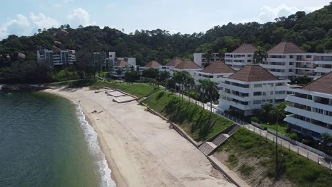 The Sea Ranch, failed paradise beach, Lantau Island, Hong Kong, Aerial Footage Video stock 230156907