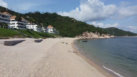 The Sea Ranch, failed paradise beach, Lantau Island, Hong Kong, Aerial Footage Stock Footage 230191750