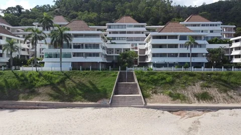 The Sea Ranch, failed paradise beach, Lantau Island, Hong Kong, Aerial Footage Stock Footage 230192912