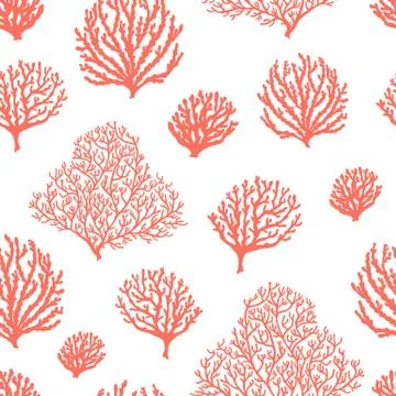 Sea reef corals seamless pattern. Marine abstract shapes. Textile, wallpaper Stock Illustration