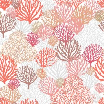 Sea reef corals seamless pattern. Marine abstract shapes. Textile, wallpaper Stock Illustration