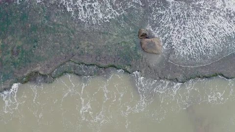 Sea reef from the top view at Moragalla, Sri lanka Stock Footage 160712944