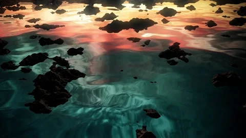 Sea Reefs Reflection Sky Seamless Looping Stock Footage 136394451
