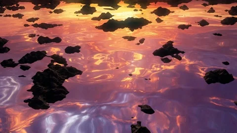 Sea Reefs Reflection Sky Seamless Looping Stock Footage 136445080