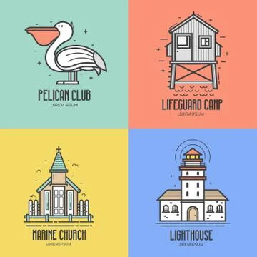 Sea Resort Logo or Emblems Stock Illustration
