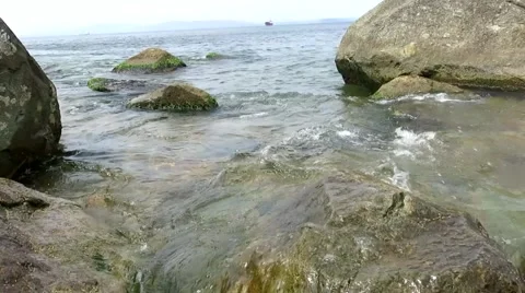 Sea, rocks, ship Stock Footage 41330596