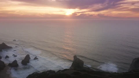 Sea rocks under the sunset sky within nature wilderness 스톡 동영상 162292547