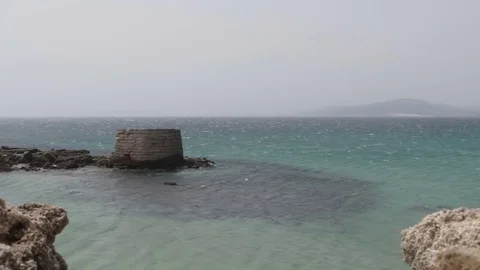 Sea rocks in the wind Video stock 80868823