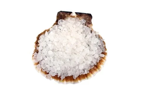 Sea salt in a shell Stock Photos