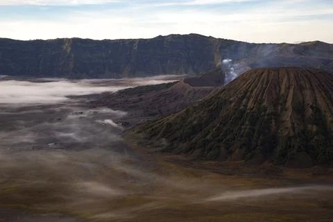 Sea of sand in Tengger Caldera on Java around Bromo volcano Photos