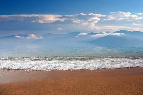 Sea sandy beach Stock Photos