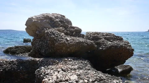 Sea scene with rock in front of it 4K Video stock 54116565