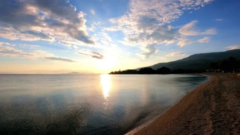 Sea scenic sunset time, shot in Greece Видео 155465103