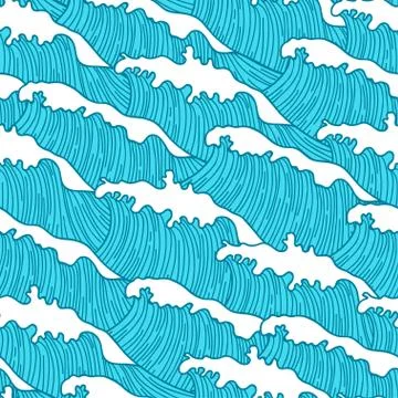 Sea seamless pattern with abstract  hand drawn waves. Background for textil 스톡 일러스트
