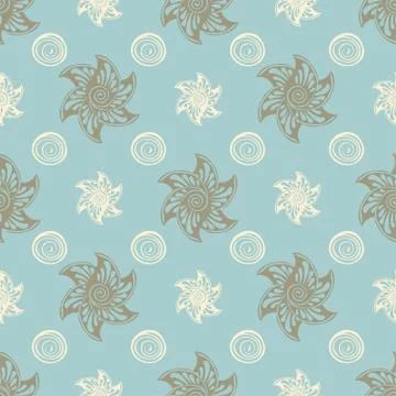 Sea seamless pattern blue background Stock Illustration
