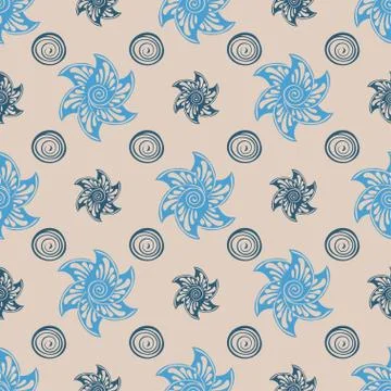 Sea seamless pattern blue background イラスト素材