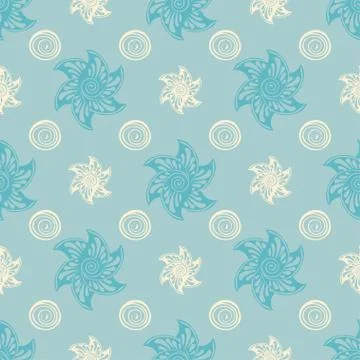 Sea seamless pattern blue background イラスト素材