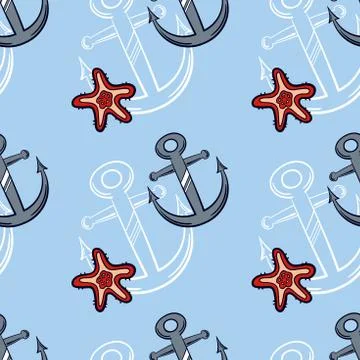 Sea Seamless Pattern Color Stock Illustration