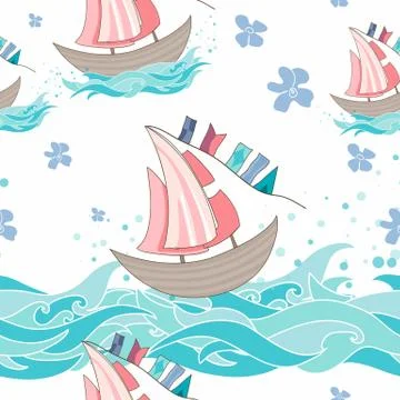 Sea seamless pattern Stock Illustration