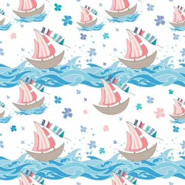 Sea seamless pattern Stock Illustration