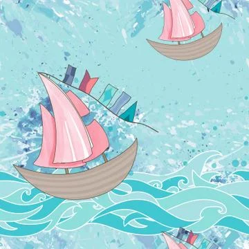 Sea seamless pattern Stock Illustration